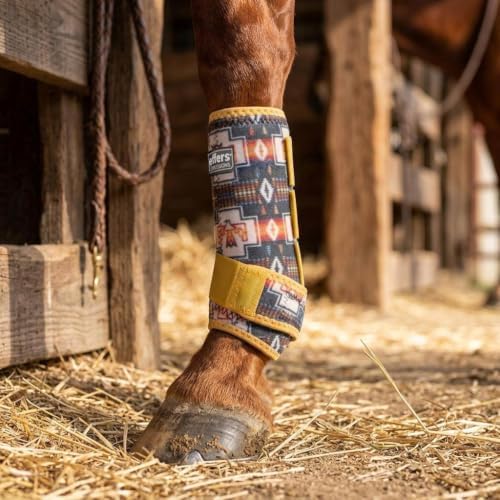 Jeffers Expression Protective Horse Boots,1 Pair, Medium - Safe Neoprene Leg Guards, Durable Strap Closures, Front & Hind Support, Equestrian Accessories for Travel & Riding - Thunderbird