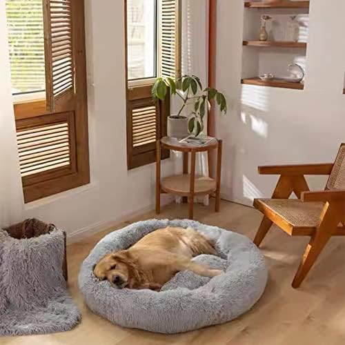 Nisrada Dog Bed for Medium Large Dogs, 36 inch Calming Dogs Bed, Washable-Round Cozy Soft Pet Bed for Puppy and Kitten with Slip-Resistant Bottom