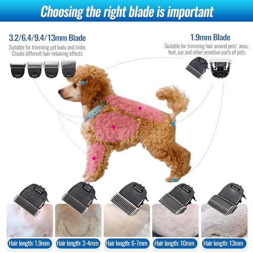 10FC Low Noise Pet Dog Grooming Clippers Replacement Blade Ceramic Edge Detachable Steel Pet Clipper Blade with Cutting Length of 1.9mm 1/13'' (1 Count)