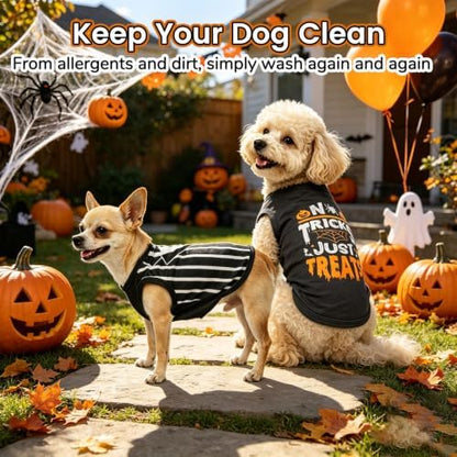 BINGPET 2PCS Dog Halloween Costume, Soft Cotton Puppy Shirt, Trick or Treat