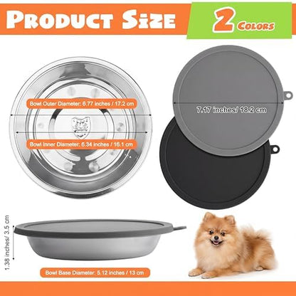 Patelai 4 Pcs Dog Bowl with Lid, Black, Gray