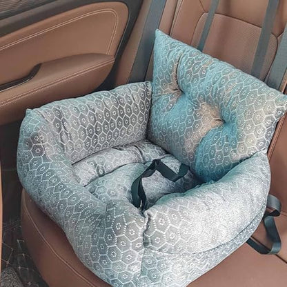 Dog Bed, Removable and Washable car Litter pet cat and Dog car Sofa Litter Suitable for Travelling. (Grey Check)