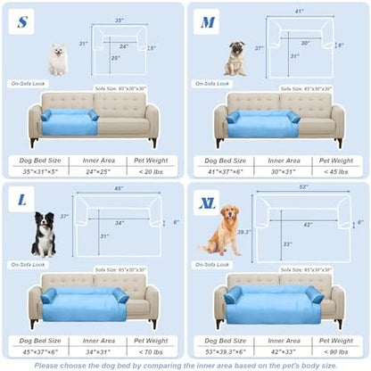 GGIB Cooling Dog Bed Mat with Bolster Pillow Washable Dog Couch Cover Breathable Summer Pet Couch Bed Protector Indoor(Medium, Cooling Blue)