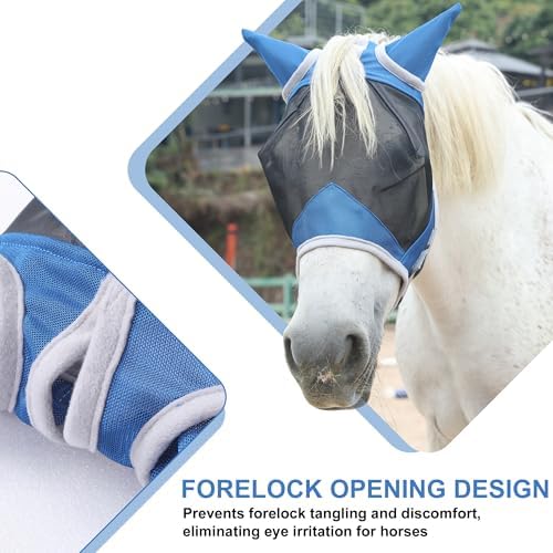 Horse Fly Mask with Ears, Full Face Equine Fly Mask UV Protection