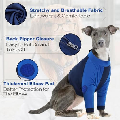 Lelepet Dog Recovery Suit for Front Legs, Dog Sleeve to Stop Licking Blue