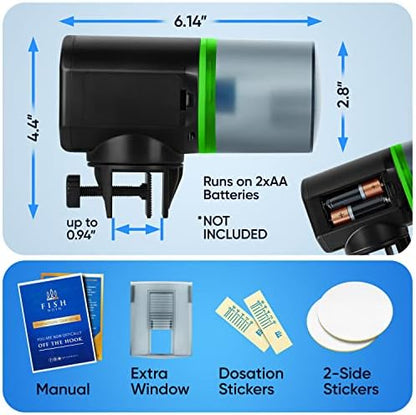 FISHNOSH Automatic Fish Feeder for Aquarium - New Generation 2026, Auto Food Dispenser with Timer for Small Tank, Big Aquariums & Pond (Green)