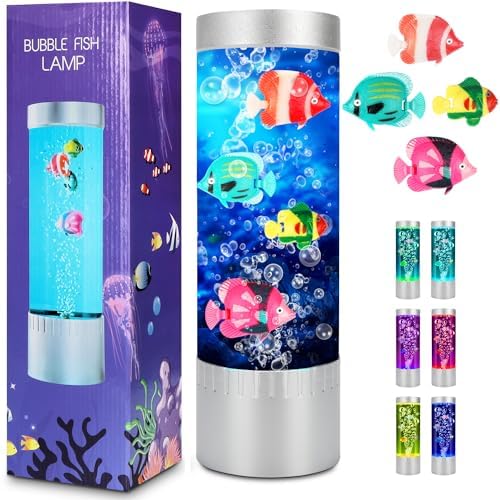Bubble Fish Lamp, Sensory Bubble Tube Lamp, Artificial Fish Tank with Moving Fish, to Light Up Your Life Like a Lamp, Fish Tank Light and Aquarium Lamp, Excellent Gift