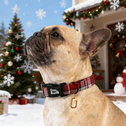 Dog Collars, Christmas Pet Collar Holiday Dog Collar Plaid Print Pet Collar Durable Collar Cute Dog Collar Soft Dog Collars Adjustable Dog Collar Gift Collar for Medium Dogs