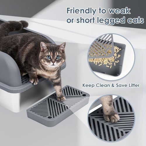 Suzzipaws XL Enclosed Stainless Steel Cat Litter Box for Big Cats