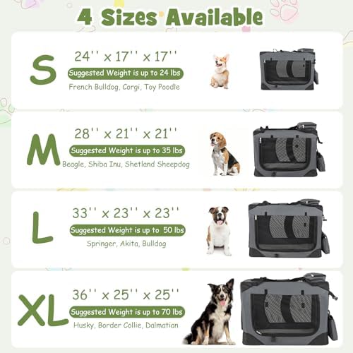 Giantex Collapsible Soft Dog Crate, 33 Inch Portable Travel Dog Kennel