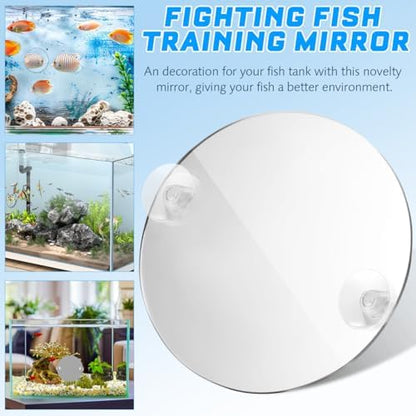 INOOMP Betta Fish Exercise Mirror Single Side Tank Mirror with Suction Cups Fish Bowl for Training Aquarium D Cor Cute Tank Decorations 2.75 * 2.75 * 0.11In