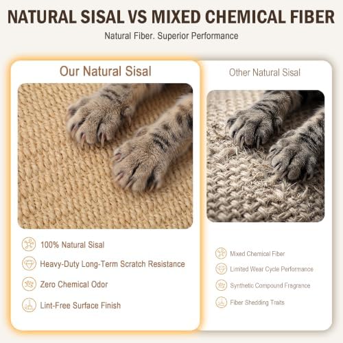 3-in-1 Crescent Elevated Cat Bed with Removable Sisal Scratcher & Soft Fleece Mat, Rocking Cat Hammock Lounge for Indoor Cats, Kittens & Small Animals, Purple