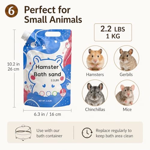 Meow&Woof Hamster Sand, 2.2 lbs Natural Desert Bath Sand & Potty Litter, Low Dust Small Animal Sand for Hamsters, Chinchillas, Gerbils, Syrian Hamsters, Mice