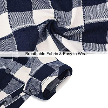 Dog Plaid Shirt for Large Dogs Snap Collared T-Shirt Clothes Blue#1-5XL