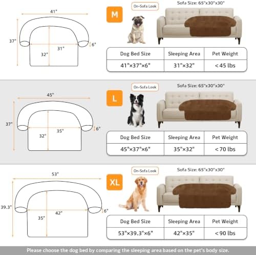 GGIB Calming Dog Bed Fluffy Plush Dog Mat for Furniture Protector with Removable Washable Cover for Large Medium Small Dogs and Cats (Medium, Brown)