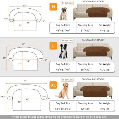 GGIB Calming Dog Bed Fluffy Plush Dog Mat for Furniture Protector with Removable Washable Cover for Large Medium Small Dogs and Cats (Medium, Brown)