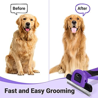 MIU COLOR Pet Grooming Brush, Deshedding Tool for Dogs & Cats, Purple