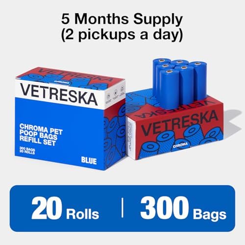 VETRESKA Dog Poop Bags, 300 Counts, Leak Proof, Extra Thick and Large