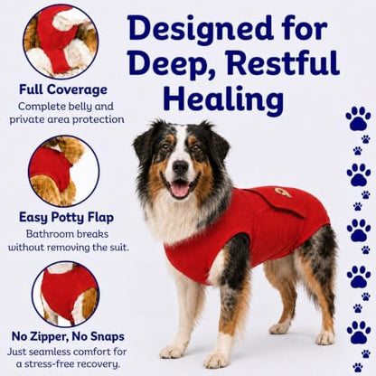 Surgi Snuggly Dog Surgery Recovery Suit, Cone Alternative, Spay/Neuter L