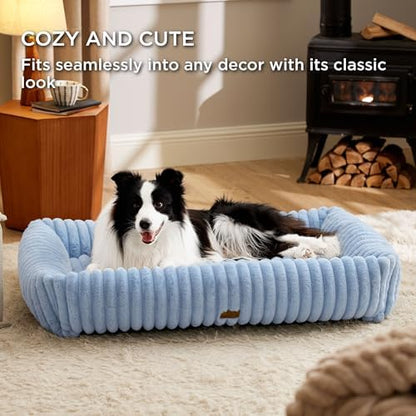 Bedsure ComfyFleece™ XL Dog Beds for Extra Large Dogs Washable，43in Blue