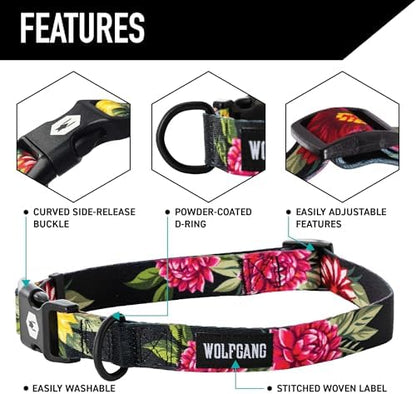 Wolfgang Wide Venture Dog Collar Darkfloral Print X-Large