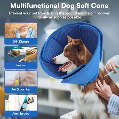 Queenmore Dog Cone Soft Cone for Dogs to Stop Licking After Surgery