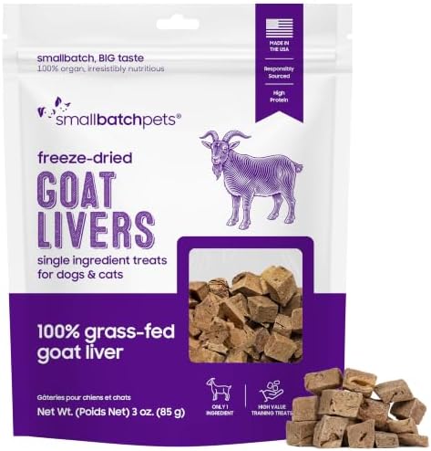 smallbatch Freeze-Dried, Grass-Fed Goat Liver Treats for Dogs & Cats, 3oz