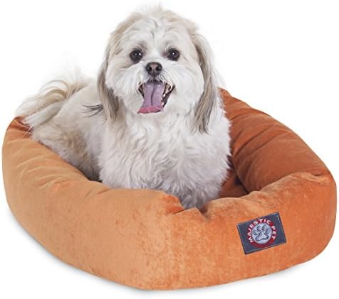 Majestic Pet Micro Velvet Dog Bed, 24 Inch Small, Round, Washable, Orange