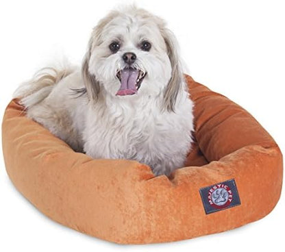 Majestic Pet Micro Velvet Dog Bed, 24 Inch Small, Round, Washable, Orange