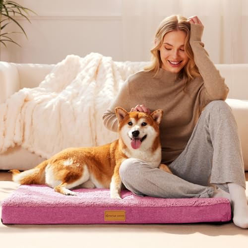 Patas Lague Orthopedic Large Dog Bed Washable Pet Sofa Mat 48''X30'' Pink