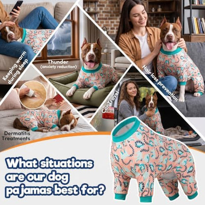 LovinPet Pitbull Dog Large Dog PJs, Pastel Lemur Print, M