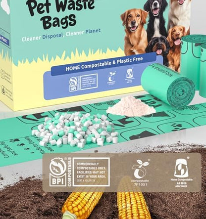 AYOTEE 100% Compostable Dog Poop Bags with Dispenser, Plastic-free, 280 Ct