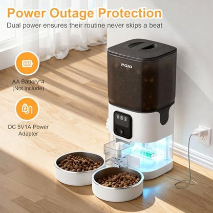 Automatic Cat Feeder with Camera for Two Cats, 1080P HD Video with Night Vision, 2.4G WiFi Auto Dog Feeder with 2-Way Audio for Cat & Dog, Low Food & Motion & Sound Alerts Timed Pet Feeder 7L