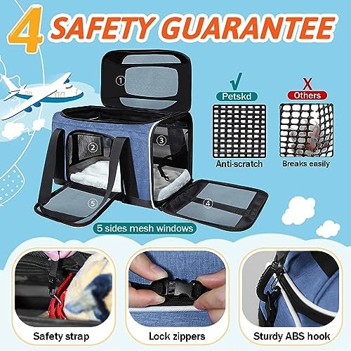 Petskd Top-Expandable Small Pet Carrier 18"x13"x9.5" Airline Approved