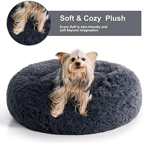 WNPETHOME Small Round Calming Dog Bed Cat Bed for Comfy Sleep