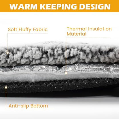 Buvlnee Self Warming Cat Bed Mat, Self Heating Mat for Dog, Extra Warm Thermal Pet Pad with Non-Slip Bottom, Removable Washable Cover for Indoor Outdoor Non Electric (Black, 20x30in)