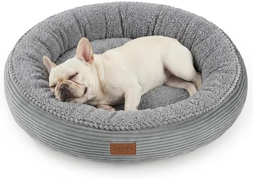 Love's cabin Round Donut Cat and Dog Cushion Bed, 30in Pet Bed for Medium or Large Dogs, Anti-Slip & Water-Resistant Bottom, Soft Durable Fabric Pet Beds, Washable Calming Cat Bed, Pure Gray