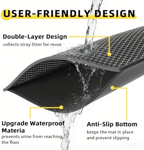 Cat Litter Mat, 30"x24", Waterproof, Easy to Clean (Black-1Pack)