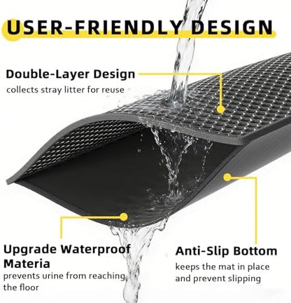 Cat Litter Mat, 30"x24", Waterproof, Easy to Clean (Black-1Pack)