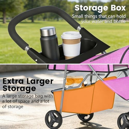 BestPet | 3-Wheel Pet Stroller | Pink | Foldable Dog and Cat Stroller