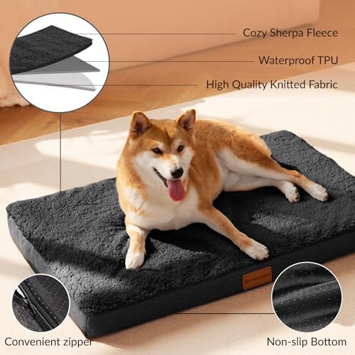 Patas Lague Orthopedic Large Dog Bed Washable Pet Sofa Mat 48''X30'' Black