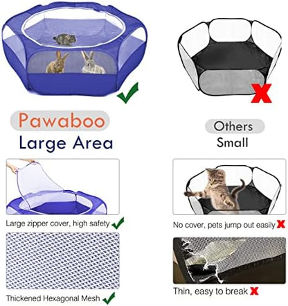 Pawaboo Small Animal Playpen with Zippered Cover,Indigo