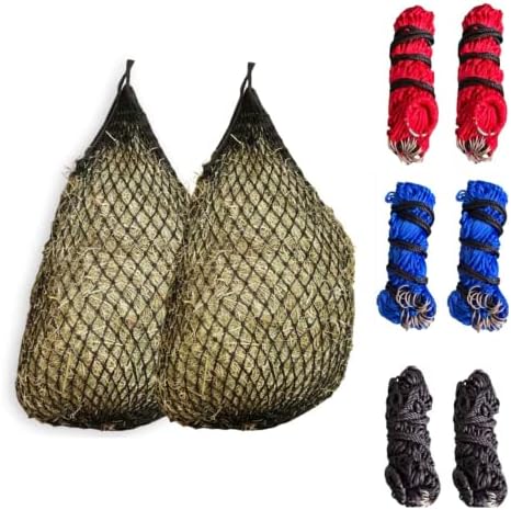 (2piece) XL Slow Feed Haynet 42” with 26 Rings Protection | Holes 2x2 inch | Slow Feed Haynet for Horses | Slow Feed Hay Bag | Multi_Pack_Combo_Deals (Pack_of_2, Black)