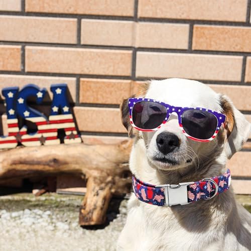 Independence Day Dog Collar, Summer American Flag Durable Metal Boy Dog Collars Adjustable Pet Collar for Small Medium Large Dogs