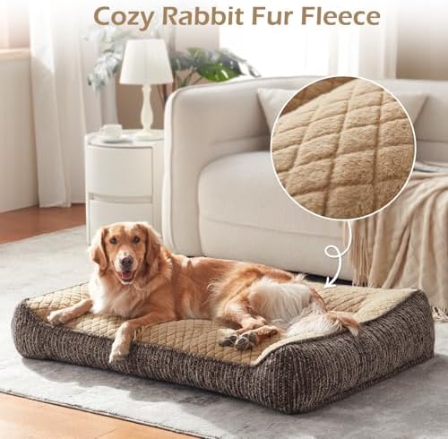 JOEJOY Orthopedic Dog Bed Medium Sized Dogs, Extra Thick Supportive Big Dog Couch Bed with Sides, Ultra Soft Pet Bed Sofa, Brown, 35''x25''