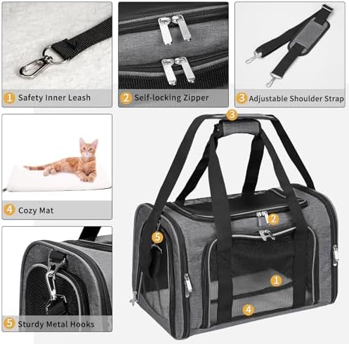 Soft-Sided Cat/Dog/Pet Carrier, Collapsible Pets Travel Carriers