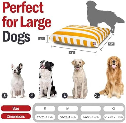 Majestic Pet Rectangle Large Dog Bed Washable – Non Slip Comfy Pet Bed – Dog Crate Bed with Removable Washable Cover – Dog Kennel Bed for Sleeping - Dog Bed Large Breed 44x36x5 Inch – Yellow