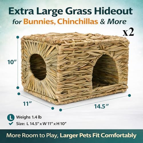 HERCOCCI Extra Large Grass House for Rabbit, Foldable & Comfortable House