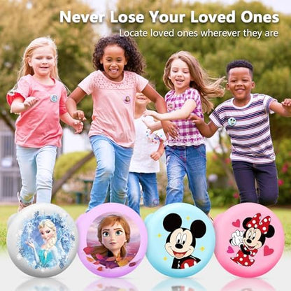 Waterproof for AirTag Holder for Kids - 4 Pack, Cute Cartoon Hidden Case with Safety Pin for Clothes, Luggage, Shoes, Backpack for Toddler, Elderly Fully Hidden Tracker Case, White Purple Blue Pink