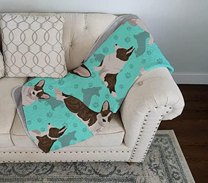 Caroline's Treasures MLM1046LQB Brindle Cardigan Corgi Quilted Blanket 50x60 Artwork Pattern Quilted Throw Blanket for Bed, Couch, Sofa, Soft and Lightweight